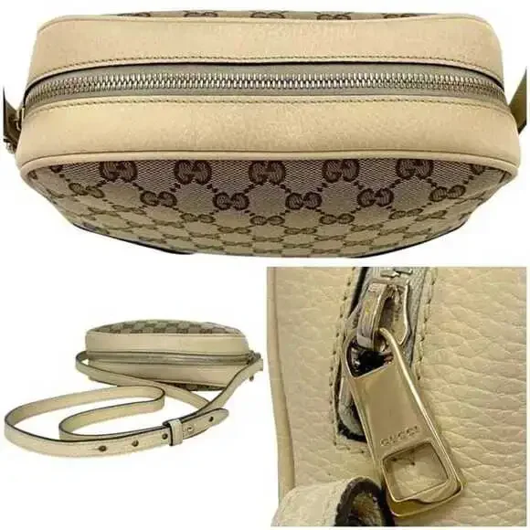 GUCCI Authentic Cream Leather Shoulder Bag - Picture 5 of 11